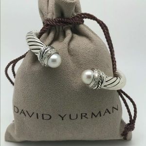 David Yurman 7mm cable pearl and diamond bracelet NWT